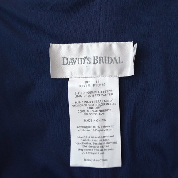 David's Bridal MARINE Asymmetrical Neck Mesh Dress - Picture 9 of 9